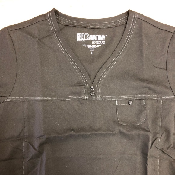 Grey's Anatomy Women's Black V-Neck Scrub Top - Picture 5 of 6